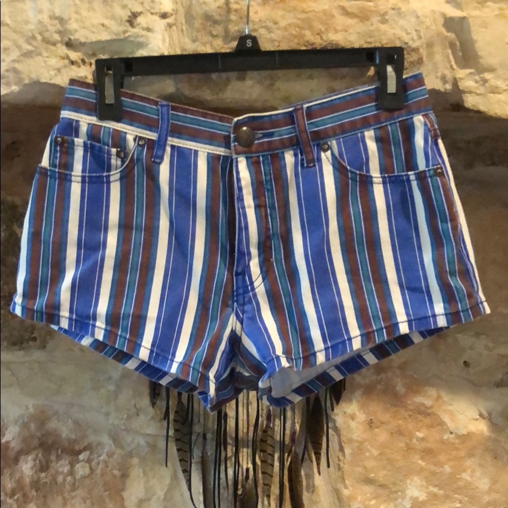 Free people stripe jean shorts